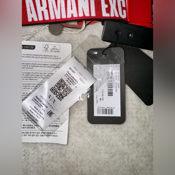 NWT ARMANI EXCHANGE RED LOGO BELT SIZE 80/32 MEDIUM - Picture 5 of 6